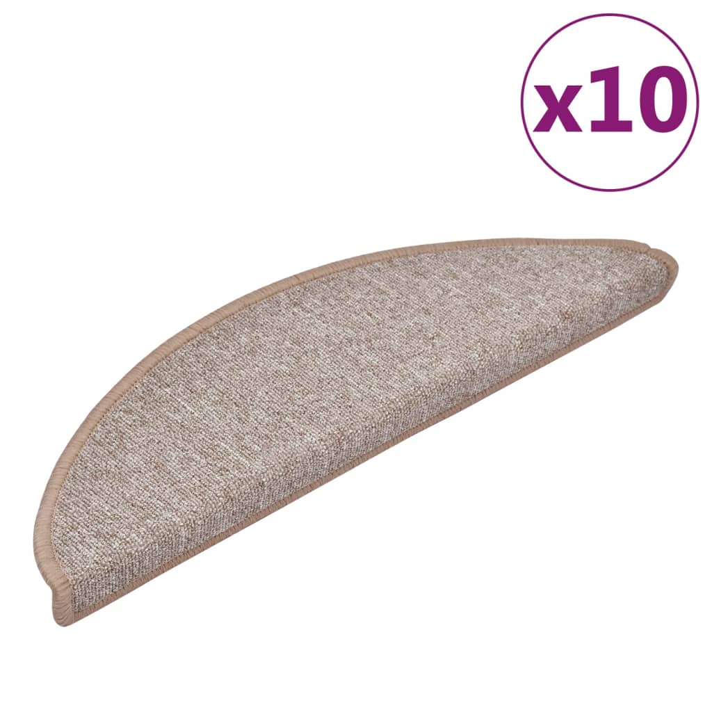 vidaXL Stair mats 10 pcs 56 x 17 x 3 cm Non-Slip Light Brown 2