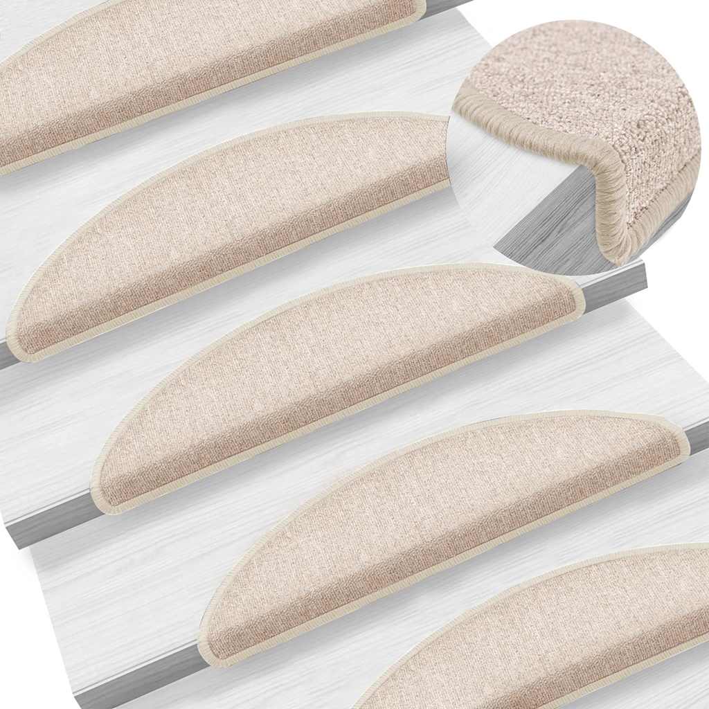 vidaXL Stair mats 10 pcs 56 x 17 x 3 cm Non-Slip Taupe 1