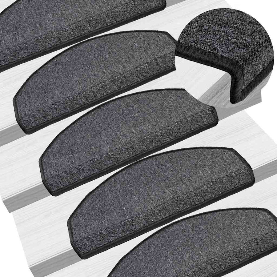 Stair Mats 65x24x4 cm Half Round Large 10 pcs Anthracite