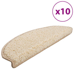 vidaXL Stair Mats 10 pcs 65x21x4 cm Cream Half Round Large 2