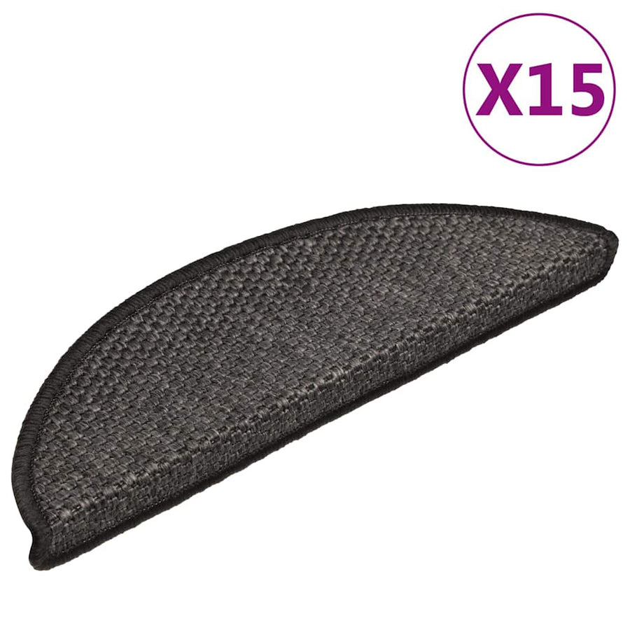 Stair Mats Self-adhesive Sisal-Look 56x17x3 cm 15 pcs Anthracite