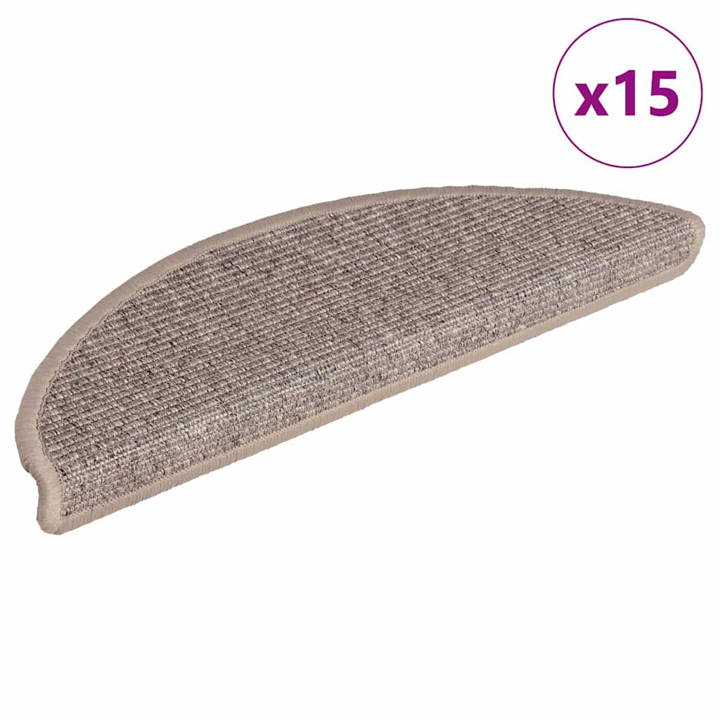 Stair Mats 15 pcs 56x17x3 cm Half Round Dark beige