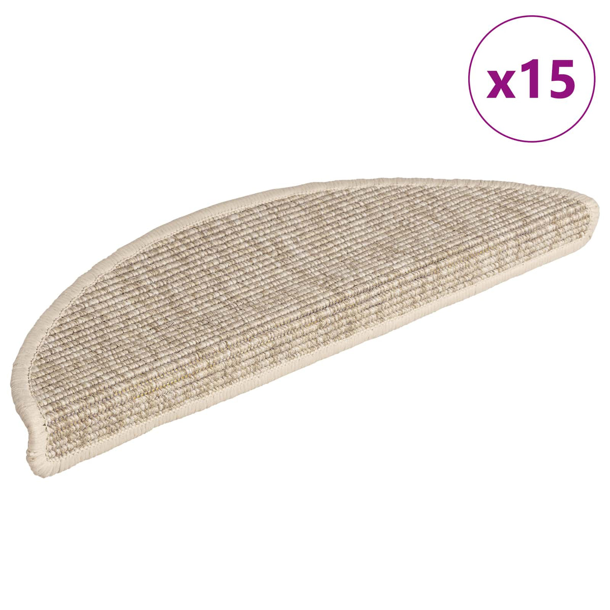 Stair Mats 15 pcs 56x17x3 cm Half Round Light beige