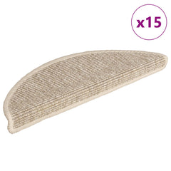 Stair Mats 15 pcs 56x17x3 cm Half Round Light beige