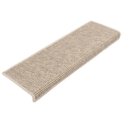 Stair Mats 15 pcs Rectangular Edge in Light Beige