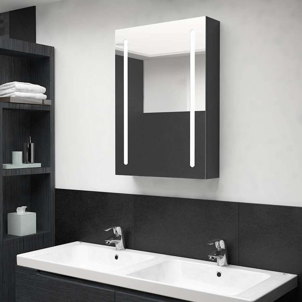 LED Bathroom Mirror Cabinet 50x13x70 cm Shining black