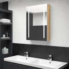 LED Bathroom Mirror Cabinet 50x13x70 cm White and oak