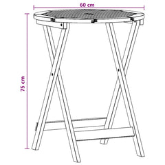 vidaXL Folding Garden Table Ø60x75 cm Solid Eucalyptus Wood 6