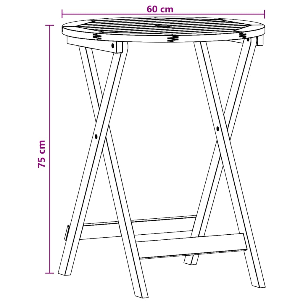 Folding Garden Table Solid Eucalyptus Wood Ø 60 x 75 cm