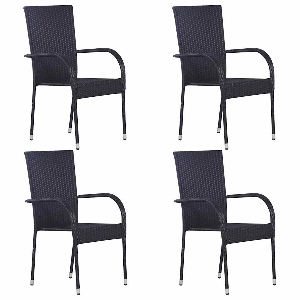 vidaXL 5 Piece Garden Dining Set Black 2
