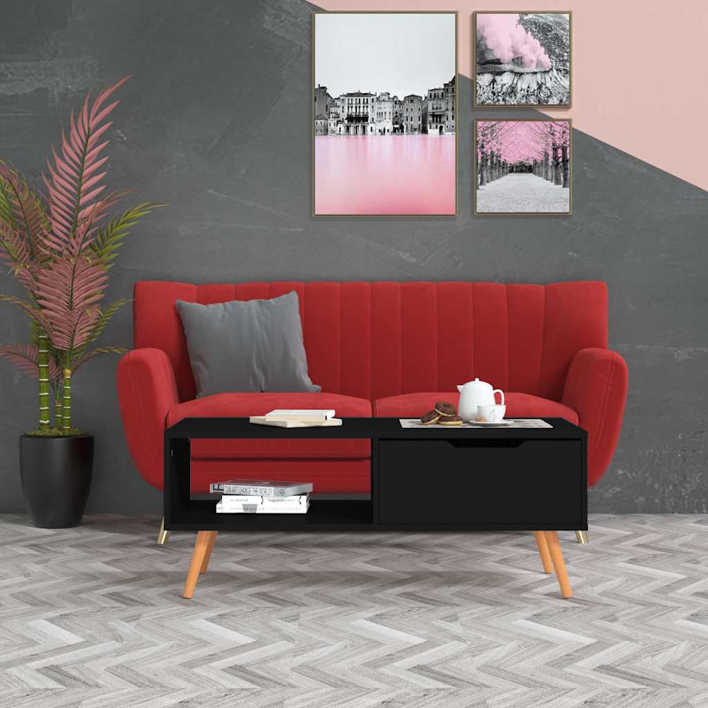 vidaXL Coffee Table | Black | Engineered wood, MDF | 100 x 49.5 x 43 cm 1