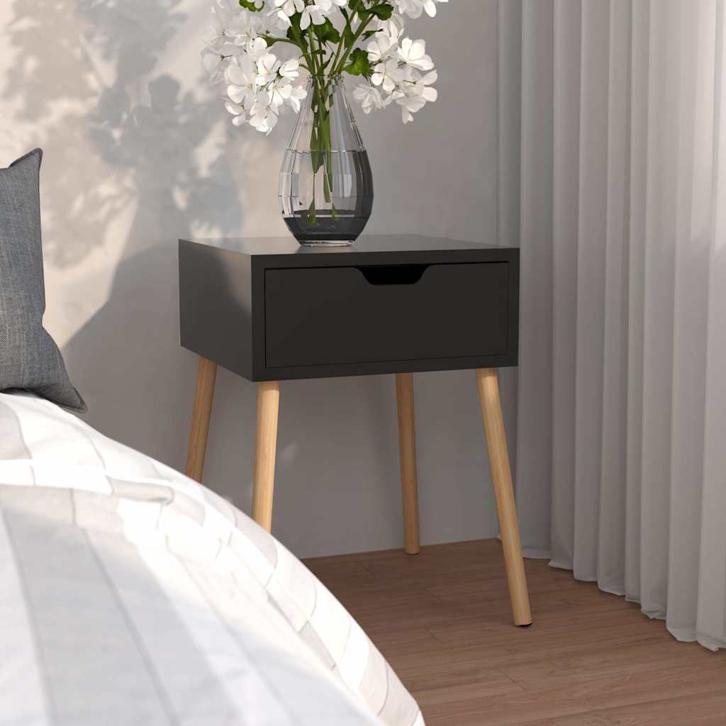 vidaXL Bedside Cabinet | High gloss black | Engineered wood | 40 cm square 1