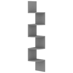 vidaXL Wall Corner Shelf | Grey | Engineered wood | 19x19x123 cm | Wall mounting 2