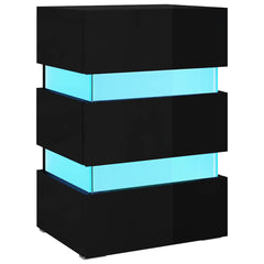 vidaXL LED Bedside Cabinet High Gloss Black 45x35x67 cm Engineered Wood 2