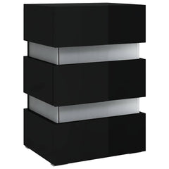 vidaXL LED Bedside Cabinet High Gloss Black 45x35x67 cm Engineered Wood 4