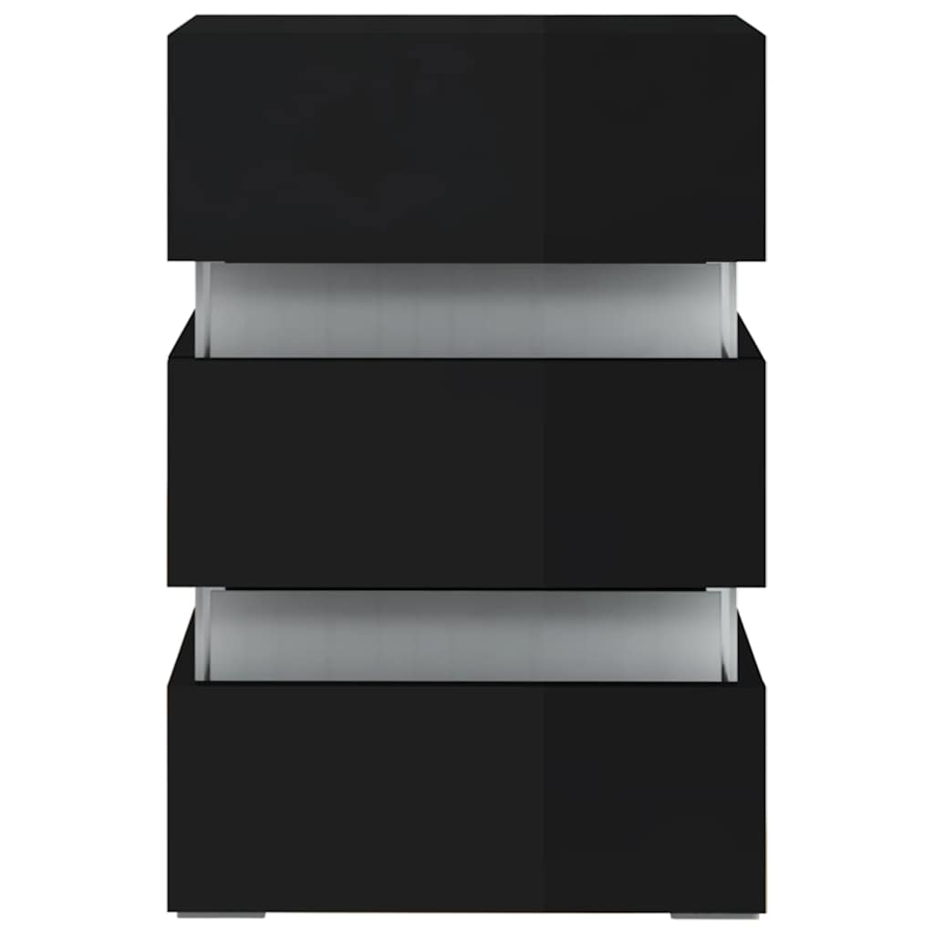 vidaXL LED Bedside Cabinet High Gloss Black 45x35x67 cm Engineered Wood 5