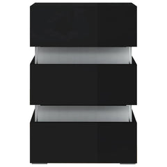 vidaXL LED Bedside Cabinet High Gloss Black 45x35x67 cm Engineered Wood 5