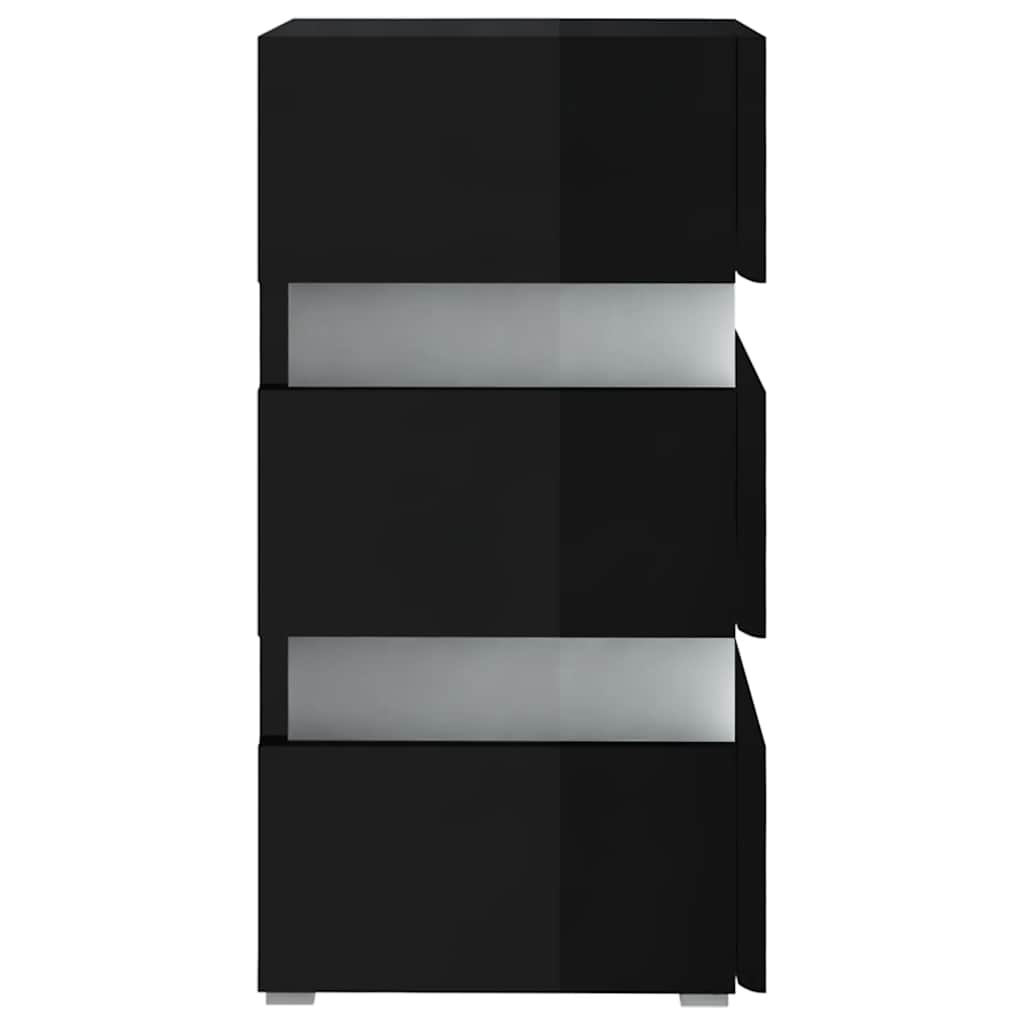 vidaXL LED Bedside Cabinet High Gloss Black 45x35x67 cm Engineered Wood 6