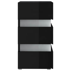vidaXL LED Bedside Cabinet High Gloss Black 45x35x67 cm Engineered Wood 6