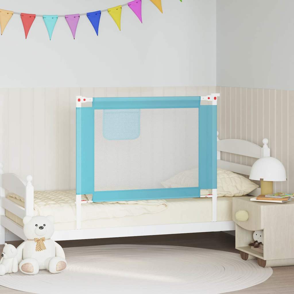 vidaXL Toddler Safety Bed Rail Blue 100x25 cm Fabric 1