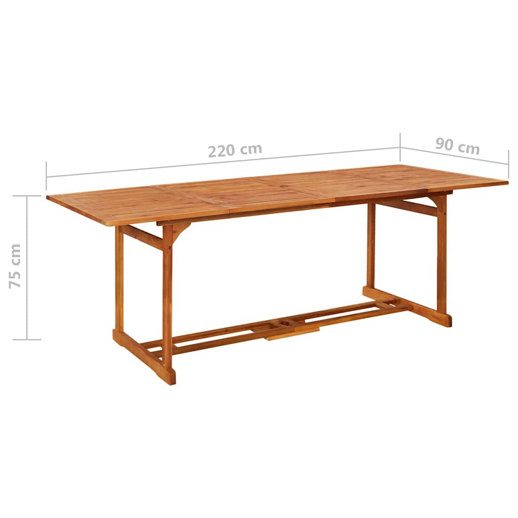 Garden Dining Table Solid Acacia Wood 220 x 90 x 75 cm