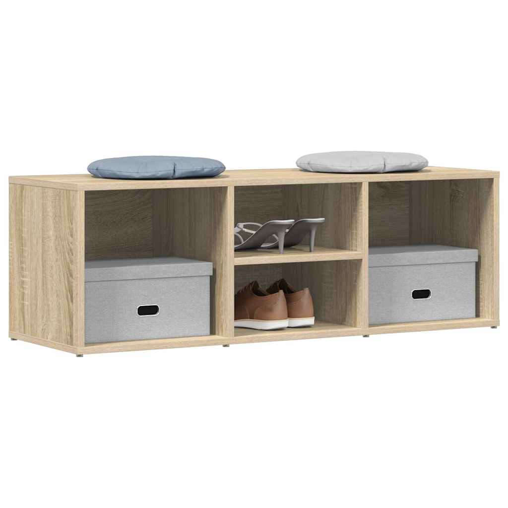 vidaXL Shoe Storage Bench Sonoma Oak 102x35x35 cm Engineered Wood 3