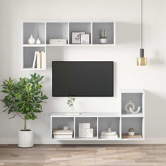 vidaXL TV Cabinet | White | Engineered Wood | Medium | Wall Mounting 5