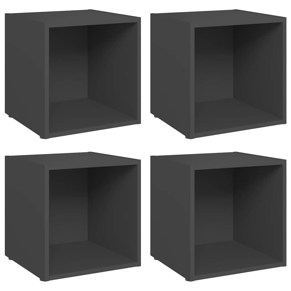 805506 vidaXL 4 Piece TV Cabinet Set Grey 37x35x37 cm Engineered Wood 2