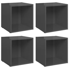 805524 vidaXL 4 Piece TV Cabinet Set High Gloss Grey 37x35x37 cm Engineered Wood 2