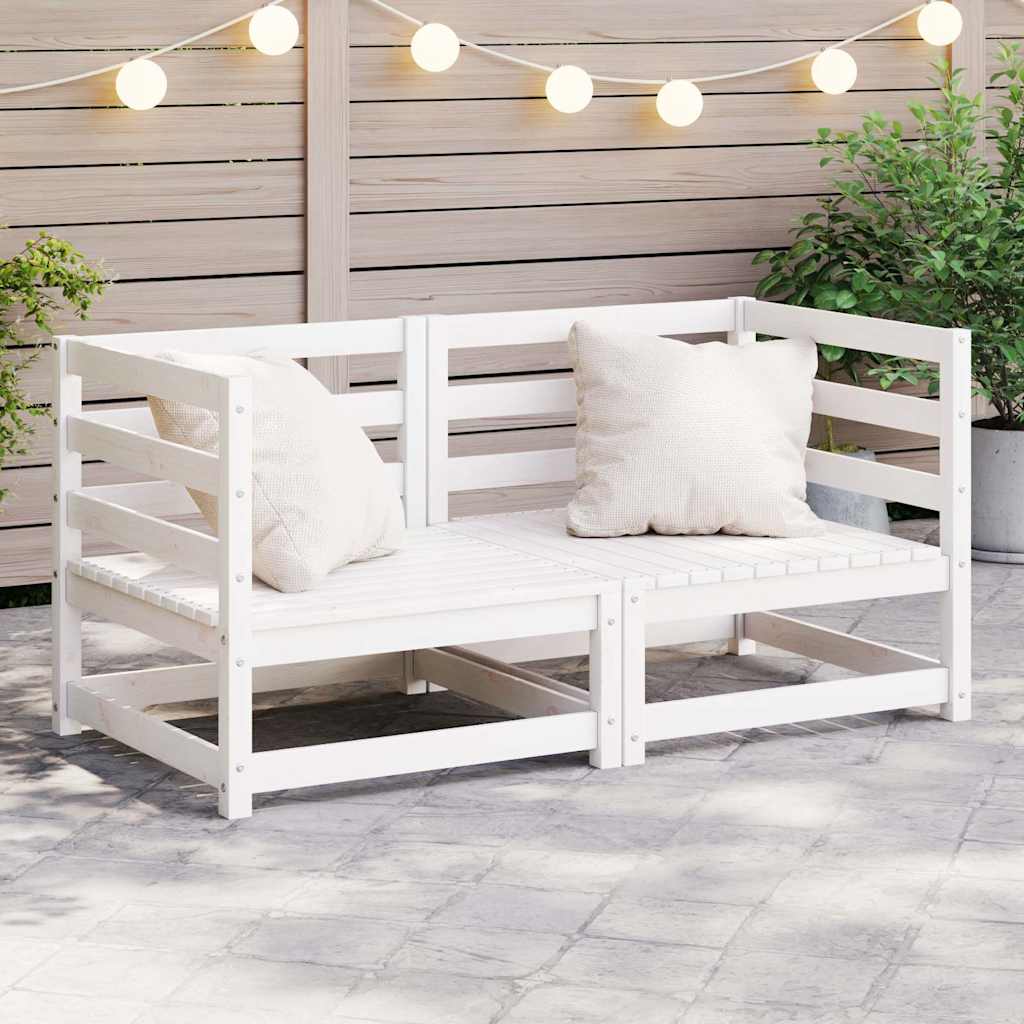 Garden Corner Sofas 2 pcs Solid Wood Pine Corner sofa (2 pcs) White