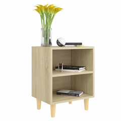805785 vidaXL Bed Cabinet with Solid Wood Legs Sonoma Oak 40x30x50 cm 5