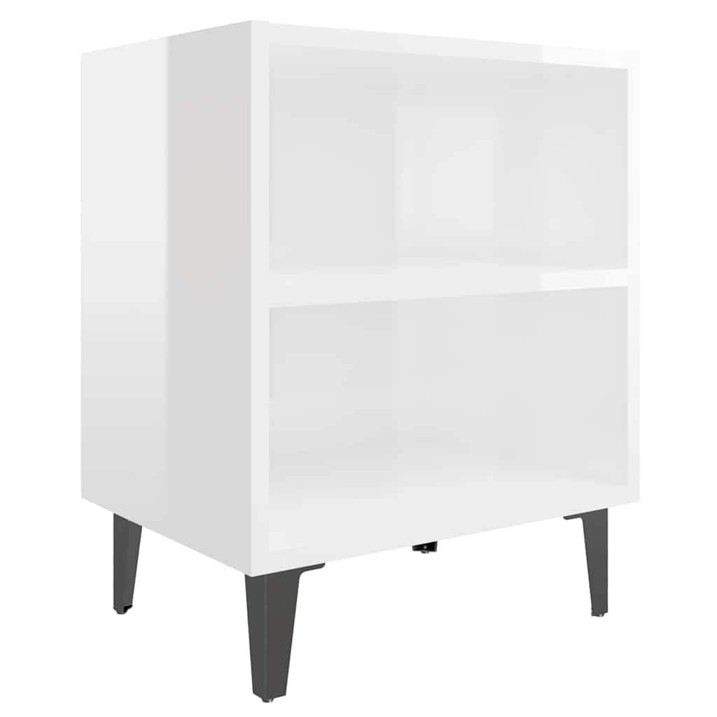 vidaXL Bed Cabinet | Set of 2 | High gloss white | Engineered wood, metal 3