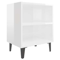 vidaXL Bed Cabinet | Set of 2 | High gloss white | Engineered wood, metal 3