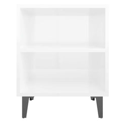 vidaXL Bed Cabinet | Set of 2 | High gloss white | Engineered wood, metal 5