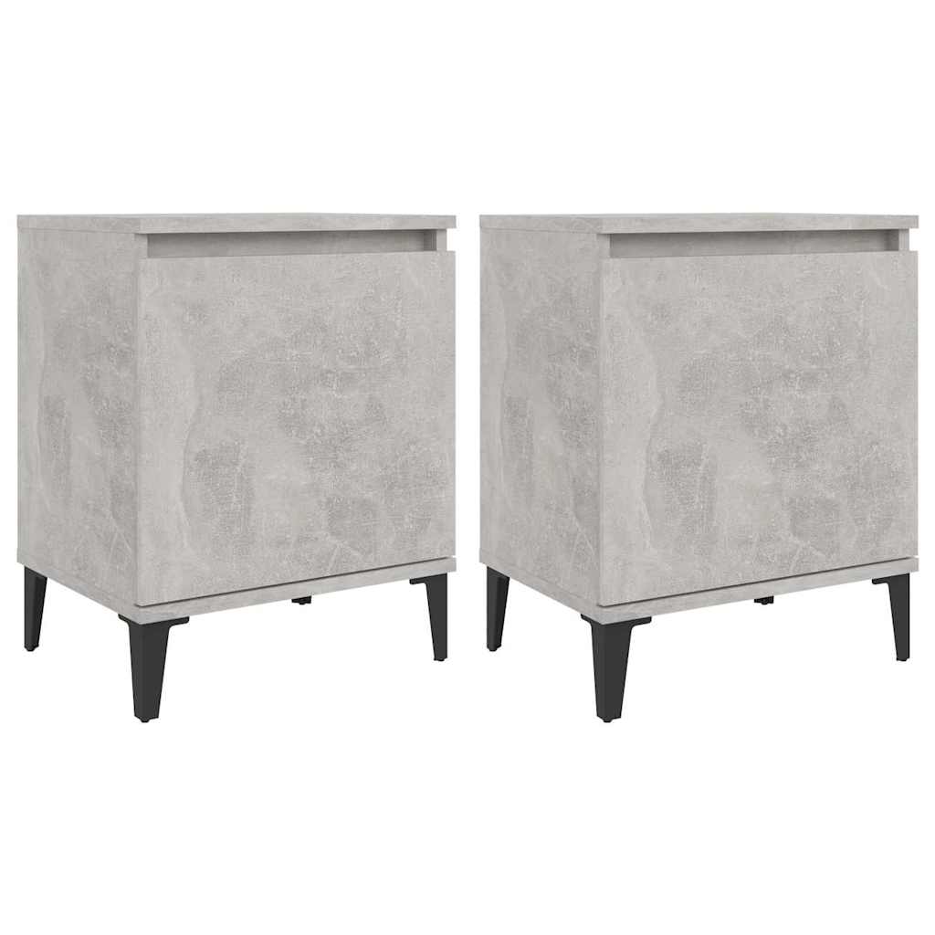 805842 vidaXL Bed Cabinets with Metal Legs Concrete Grey 40x30x50 cm 2