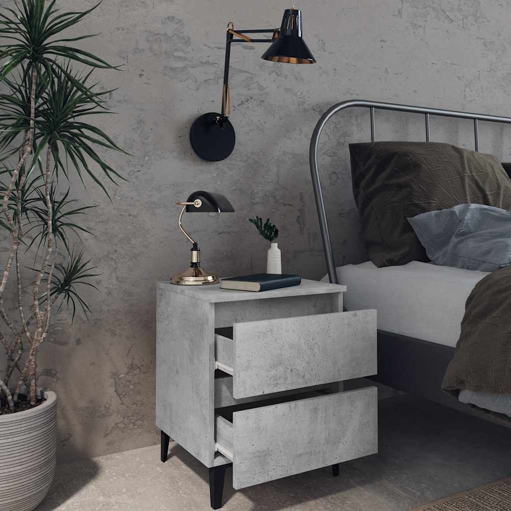 vidaXL Bed Cabinet | Concrete grey | Engineered wood | 40x35x50 cm | Bed Cabinet 6