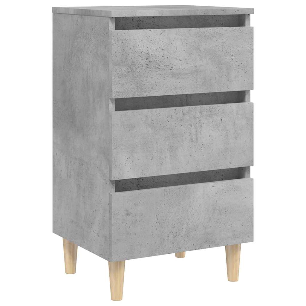 805895 vidaXL Bed Cabinet with Solid Wood Legs Concrete Grey 40x35x69 cm 2