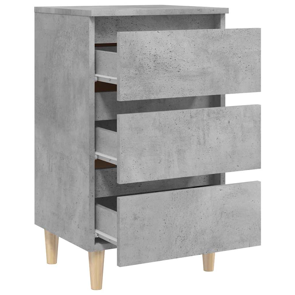 805895 vidaXL Bed Cabinet with Solid Wood Legs Concrete Grey 40x35x69 cm 5