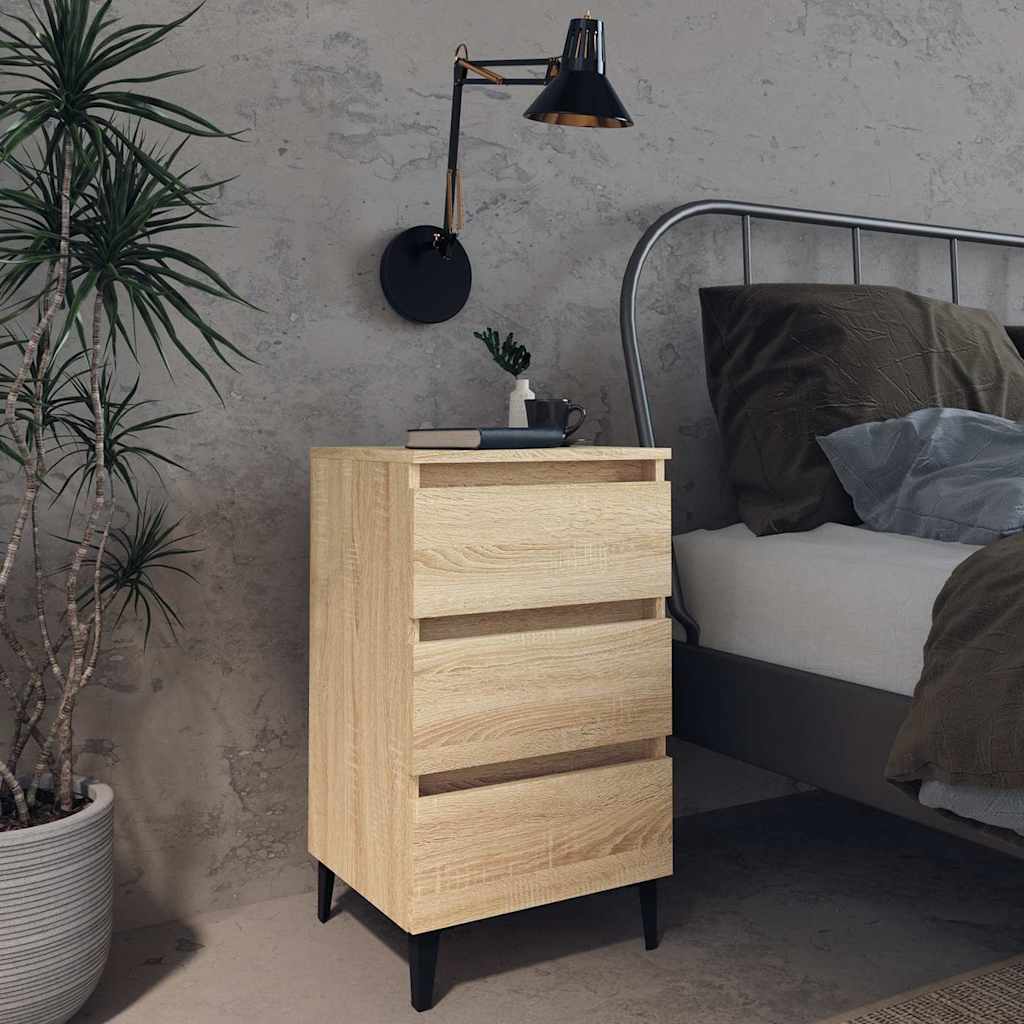 vidaXL Bed Cabinet with Metal Legs 40x35x69 cm