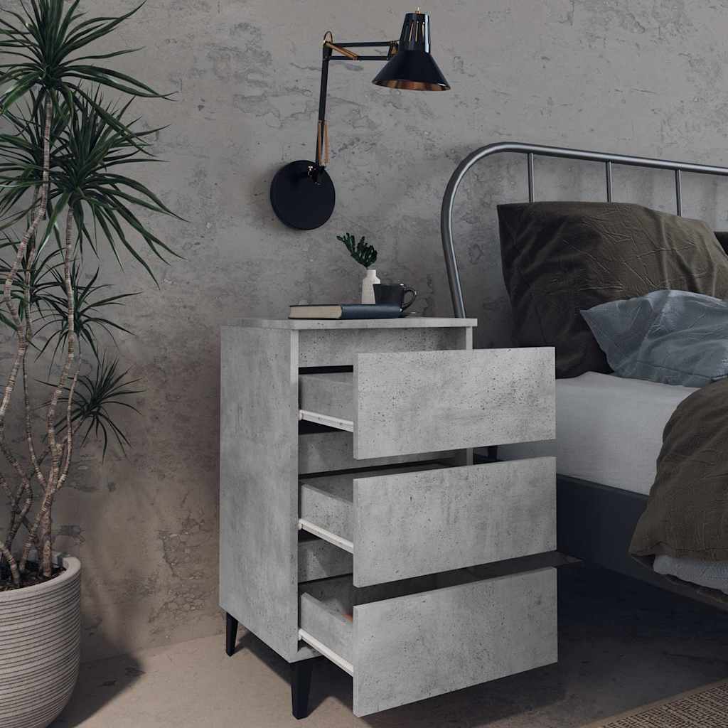 805913 vidaXL Bed Cabinet with Metal Legs Concrete Grey 40x35x69 cm 3