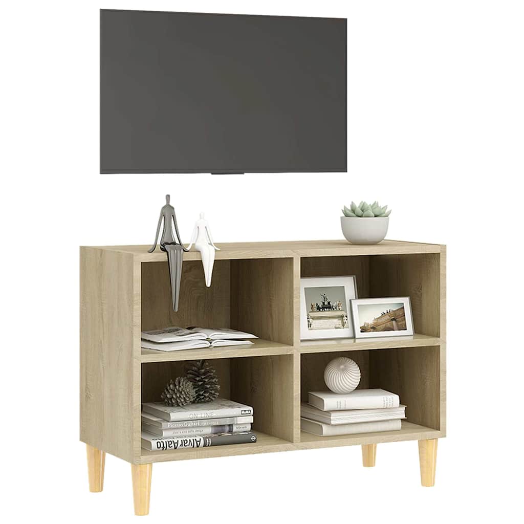 805926 vidaXL TV Cabinet with Solid Wood Legs Sonoma Oak 69,5x30x50 cm 5