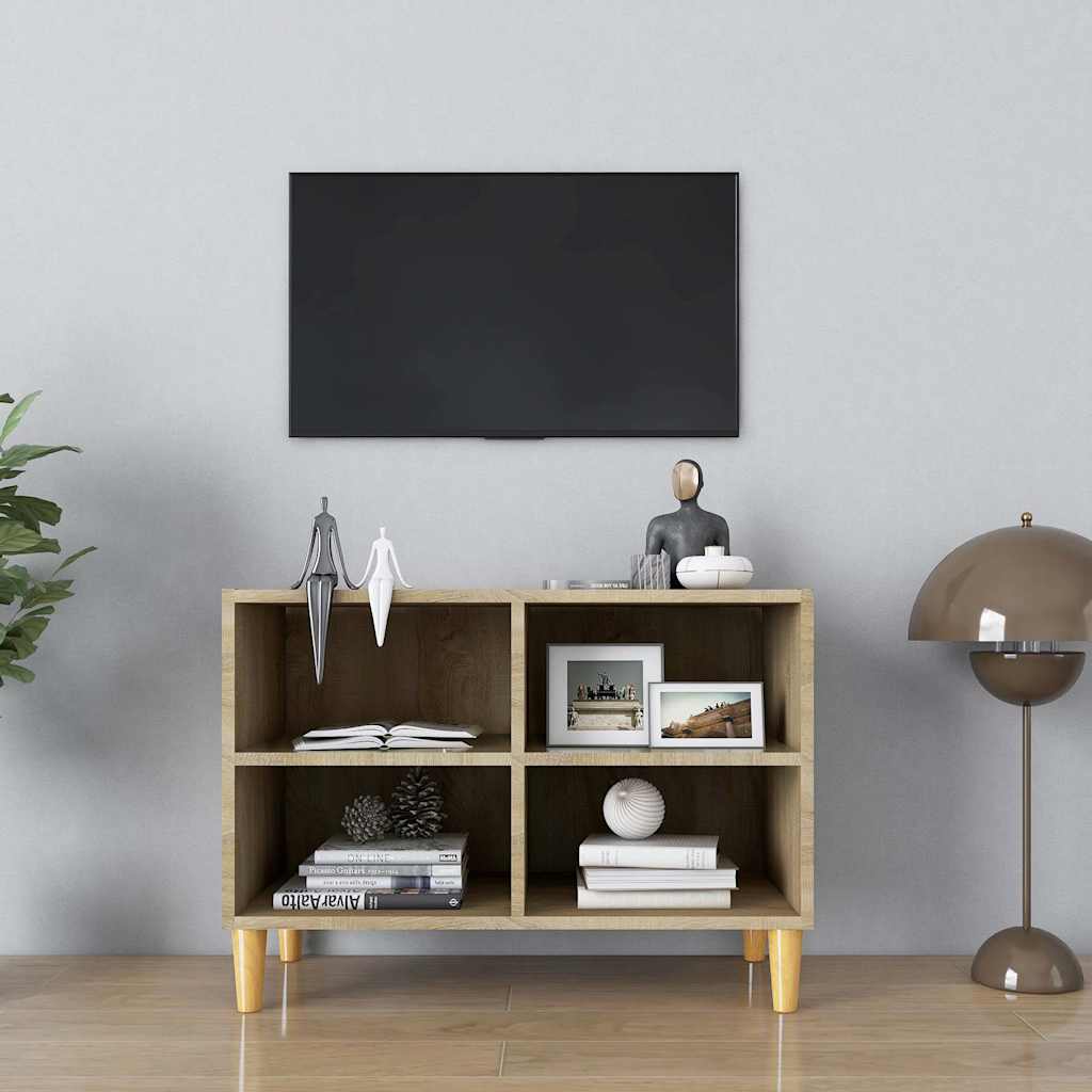 805926 vidaXL TV Cabinet with Solid Wood Legs Sonoma Oak 69,5x30x50 cm 1