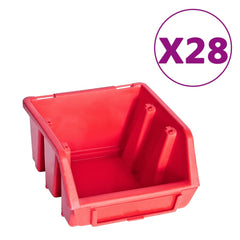 vidaXL 141 Piece Storage Bin Kit with Wall Panels Red and Black 2