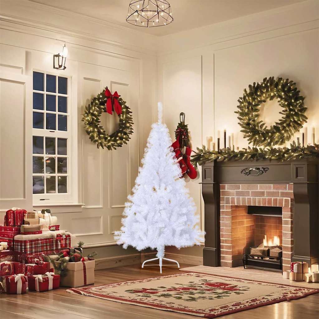 vidaXL Artificial Half Christmas Tree with Stand White 150 cm PVC 1