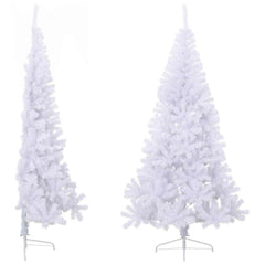 vidaXL Artificial Half Christmas Tree | White | PVC, Steel | Large 4