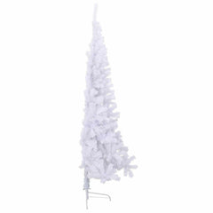 vidaXL Artificial Half Christmas Tree | White | PVC, Steel | Large 5