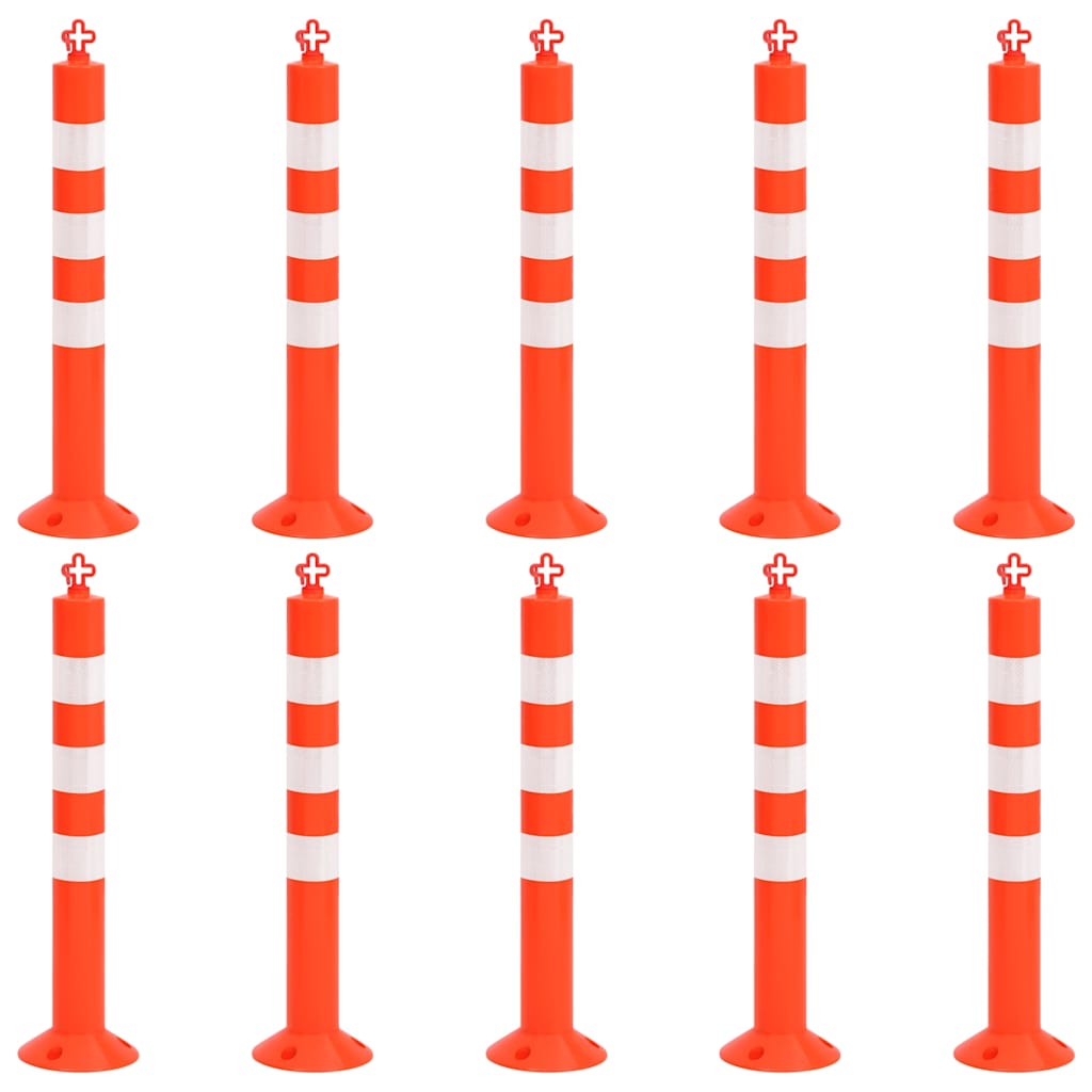 150964 vidaXL Traffic Control Bollards 10 pcs with Chain 75 cm PE 2