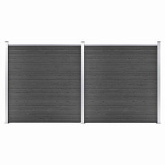 Fence Panel WPC 175x186 cm Black 2 sections