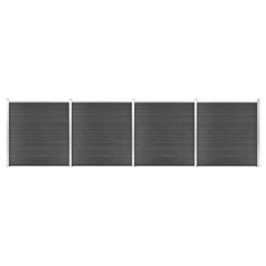 Fence Panel WPC 175x186 cm Black 4 sections