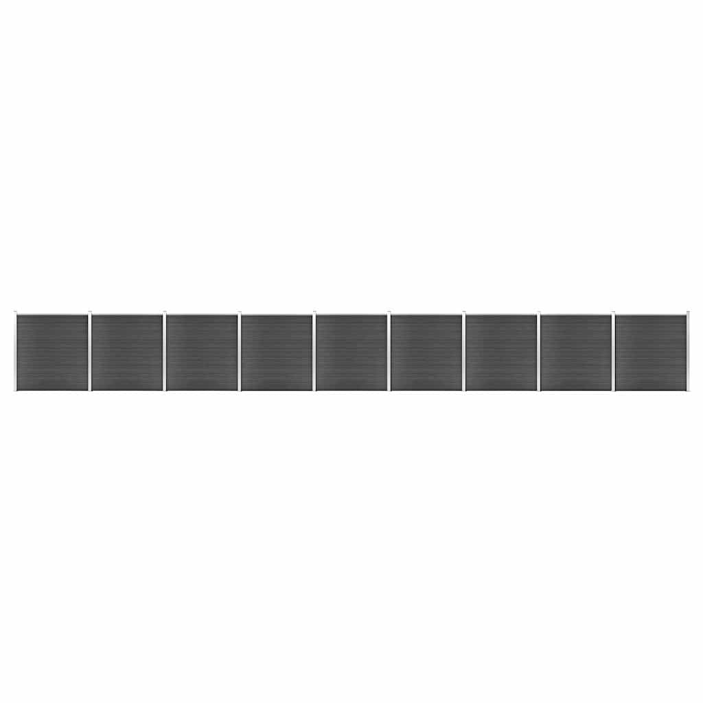 Fence Panel WPC 175x186 cm Black 9 sections